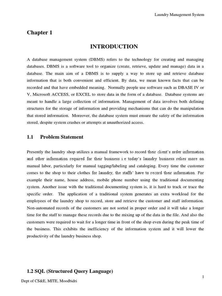 1.1 Problem Statement: Laundry Management System | PDF | World Wide Web ...