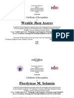 Wenkle Jhon Asares: Certificate of Recognition