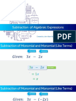 Subtracting Algebraic Expressions