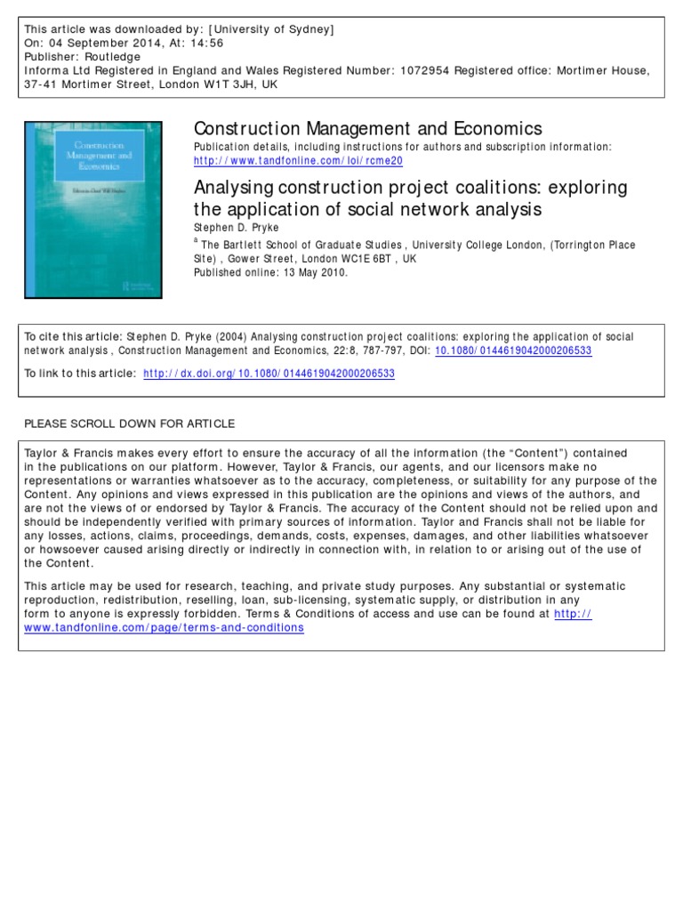 Analysing Construction Project Coalitions | PDF | Social Network ...