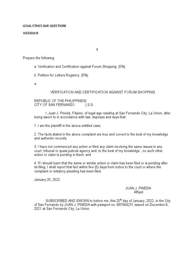 Legal Ethics Bar Questions Weekdays PDF Prosecutor Bail