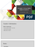 Subject Teacher Orientation