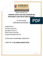 Group Project On: "Working Capital Analysis/ Leverage and Profitability Analysis of Steel Industry"