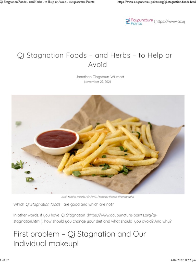 Qi Stagnation Foods and Herbs To Help or Avoid Acupuncture Points