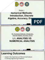 M1: Numerical Methods Intro Discrete Algebra Accuracy Errors