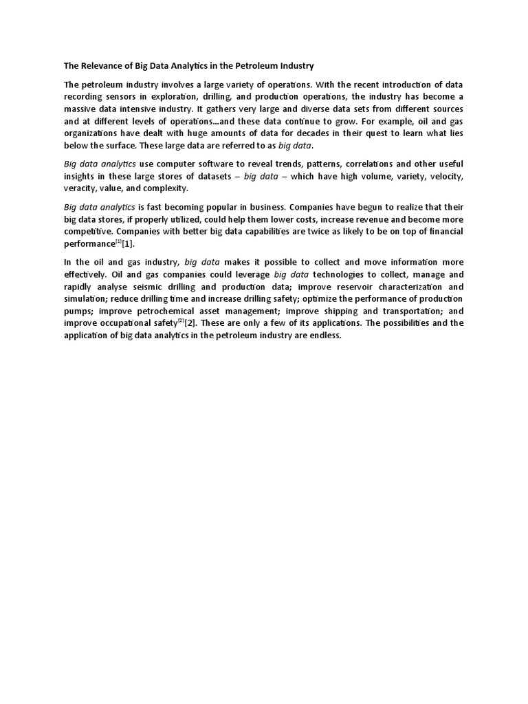 The Relevance of Big Data Analytics in The Petroleum Industry | PDF