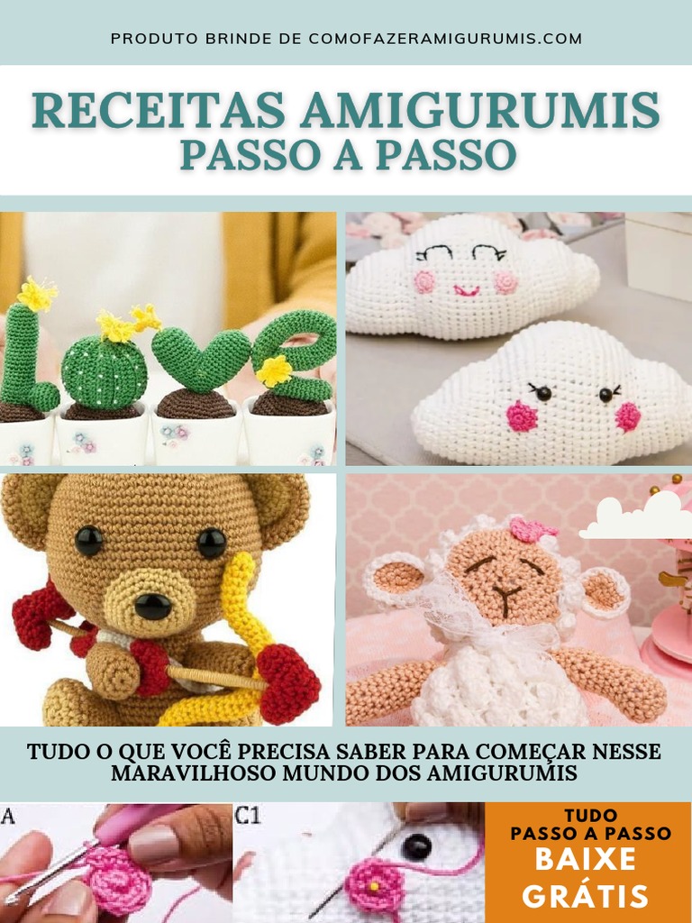 Guia Grátis de Amigurumi Passo a Passo | PDF | Amigurumi | Crochê