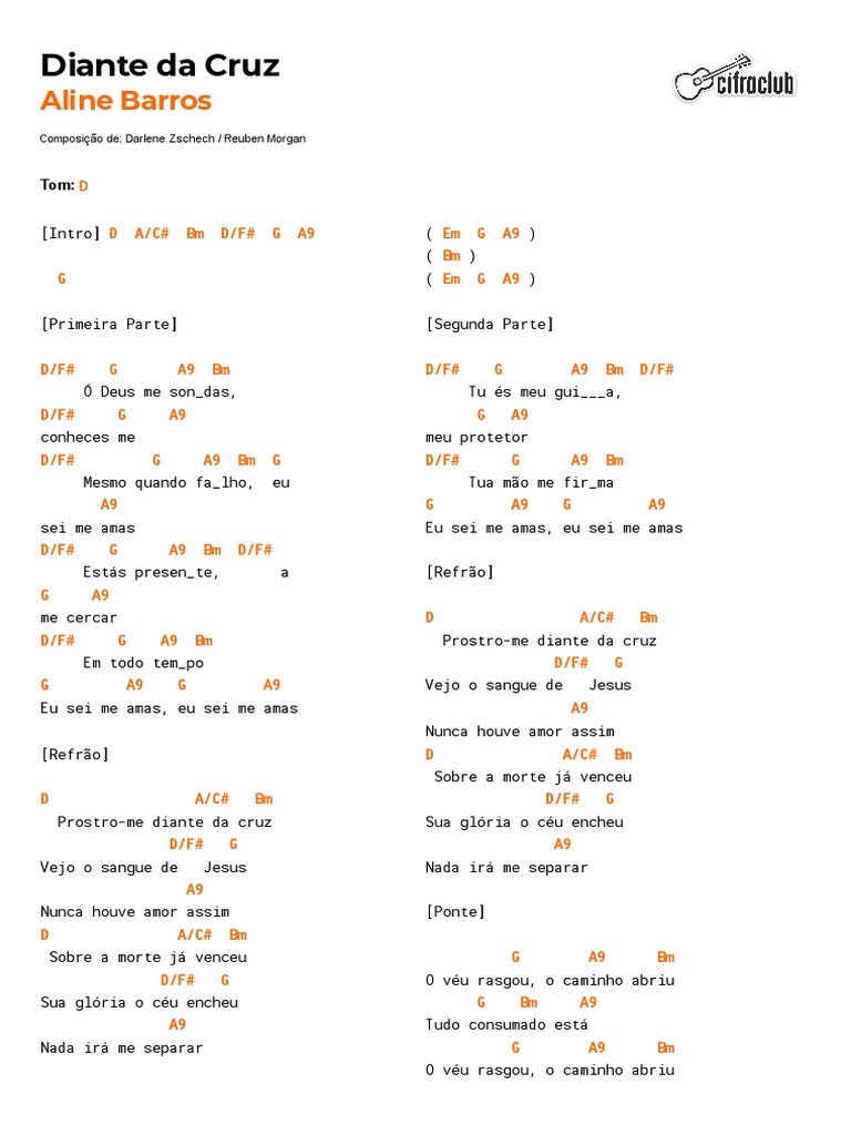 Cifra Club Aline Barros Diante Da Cruz PDF Crença e doutrina
