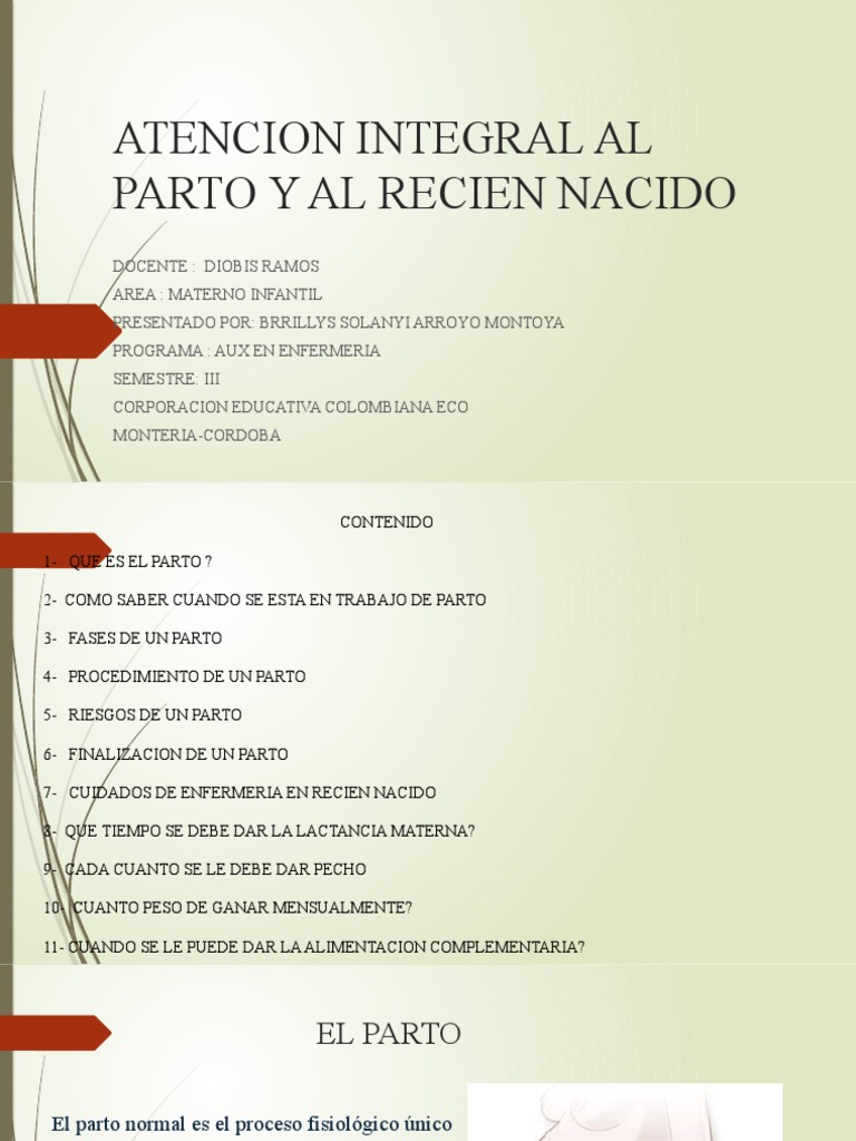 Atencion Integral Al Parto y Al Recien Nacido | PDF | Parto | Cuidado ...