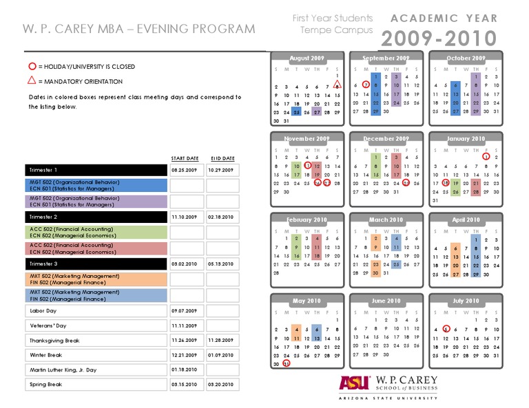 MBA Class Calendar | PDF