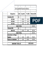 Désignations Unité Quantité P.U (DH) Montant (DH) : Devis Quantitatif Charpente Métalique