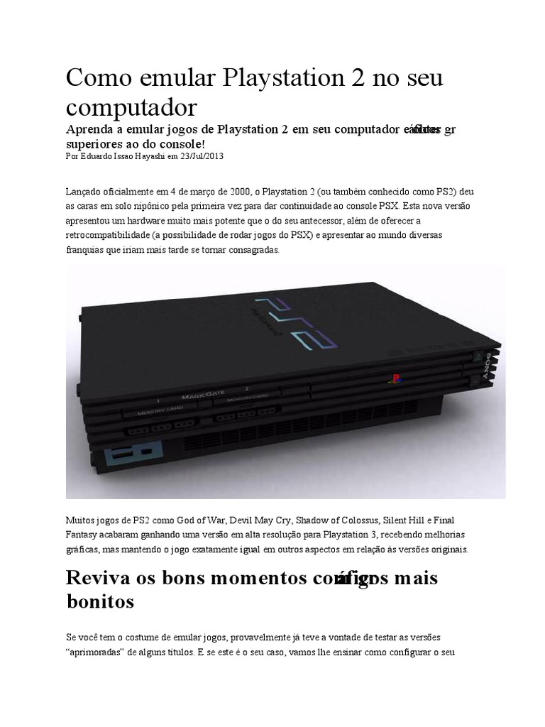 Como Emular Playstation 2 No Seu Computador | PDF | Emulador | BIOS