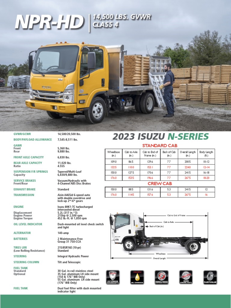 2023 Isuzu NPR-HD Specifications | PDF | Truck | Axle
