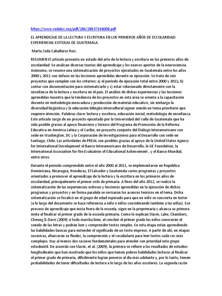 El Aprendizaje de La Lectura y Escritura en Los... | PDF | Método de ...