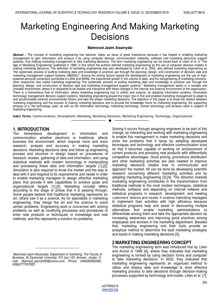 Marketing Engineering and Making Marketing Decisions | PDF | Marketing ...