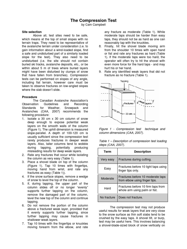Compression Test for Avalanche Safety | PDF | Snow | Column