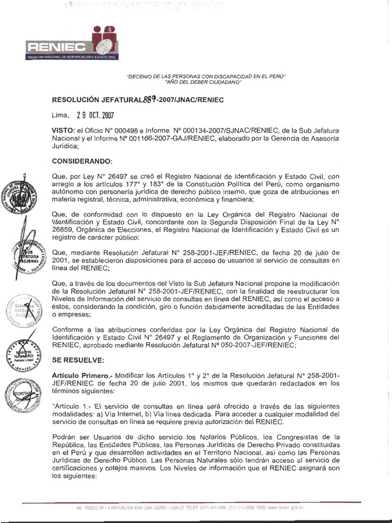 RENIEC | PDF