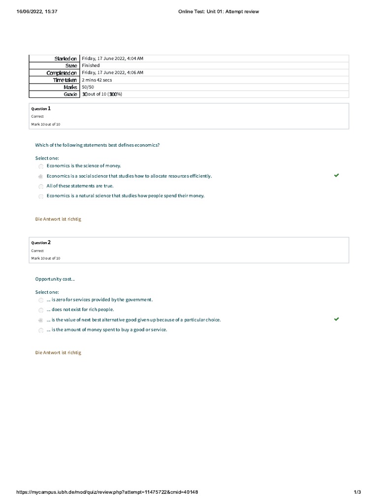 Online Test - Unit 01 - Attempt Review | PDF