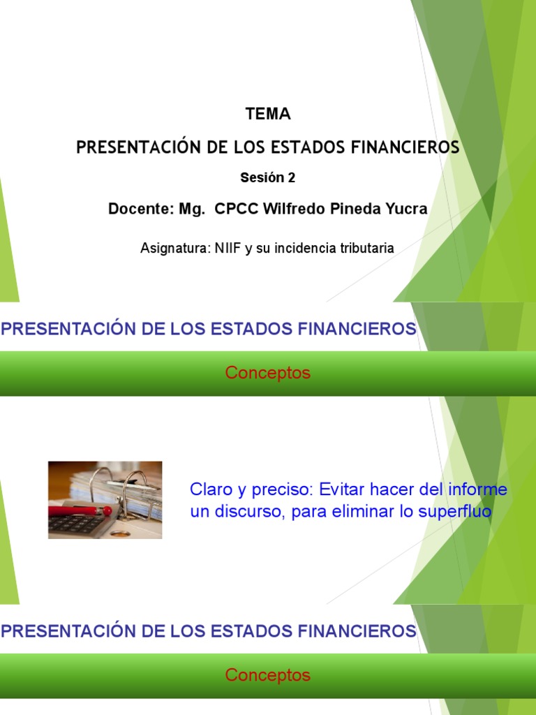 Sesión 2 Presentacion de Los Estados Financieros | PDF | normas ...