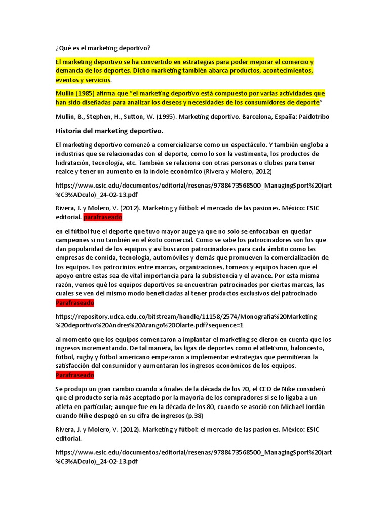 Historia y Estrategias del Marketing Deportivo | PDF | Marketing ...