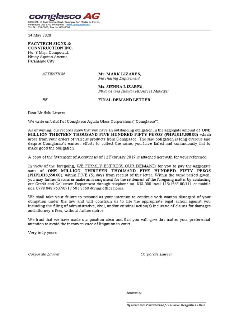 Demand Letter (Civil) | PDF | Lawsuit | Lawyer