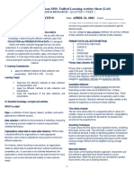 Norbemae C. Antivo April 23, 2022: Deped-Tampilisan NHS: Unified Learning Activity Sheet (Las)