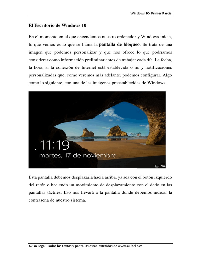 Introducción al Escritorio de Windows 10 | PDF | Ventana (informática ...