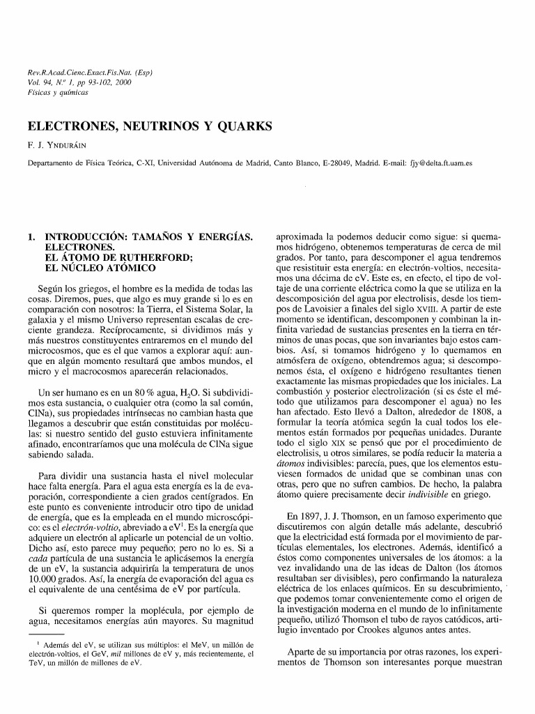 Electrones, Neutrinos y Quarks en Física | PDF | Electrón | Acelerador ...