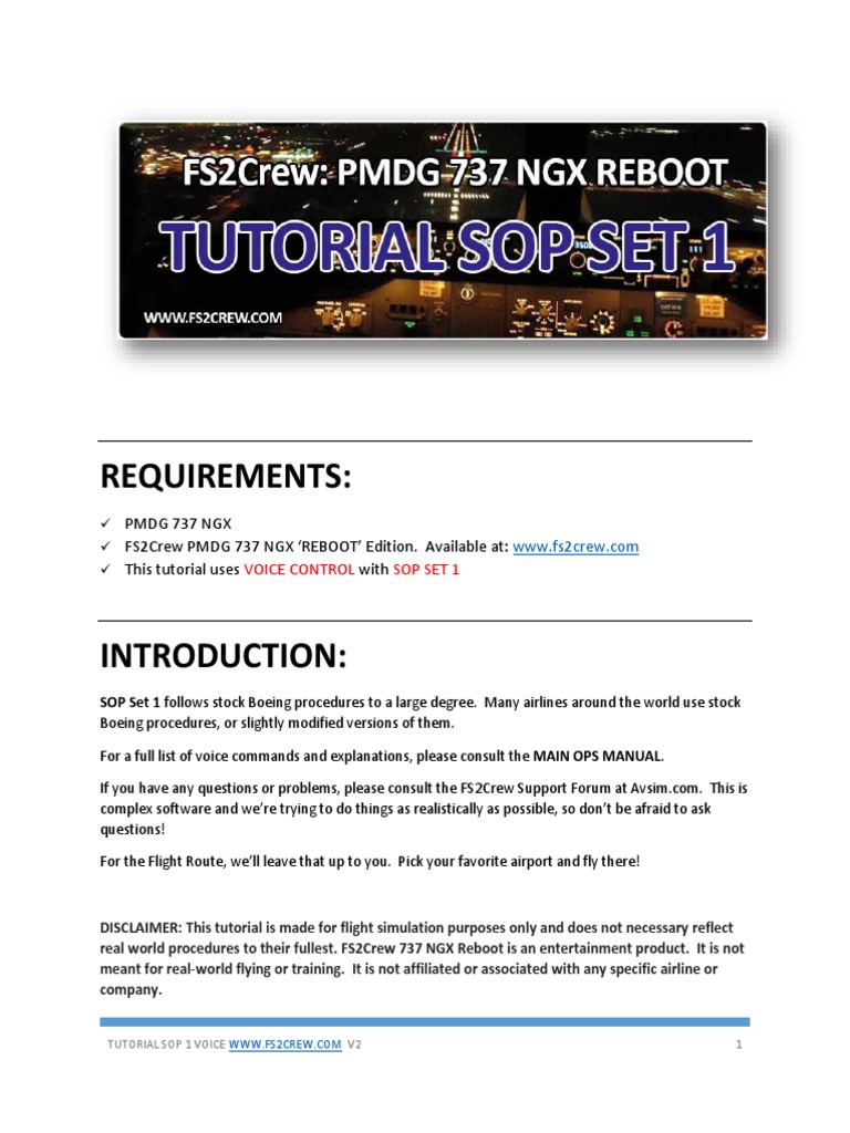 NGX Reboot Sop 1 Tutorial Voice | PDF | Takeoff | Cockpit