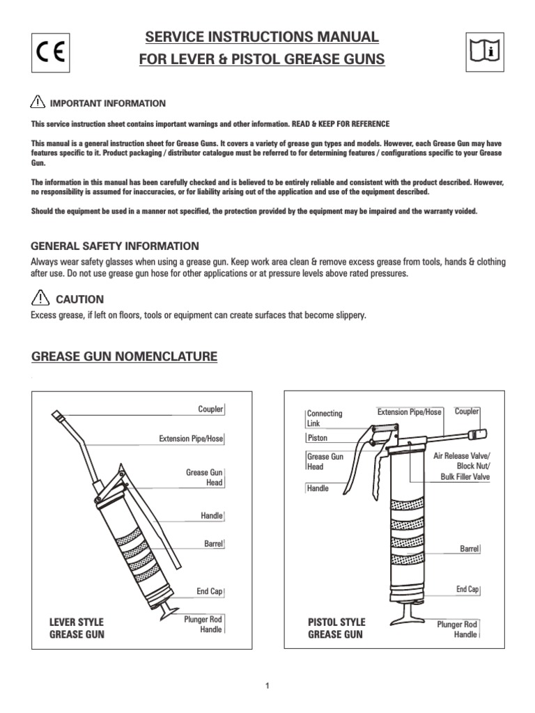 Groz Grease Guns Instruction Manual PDF Pump Gun Barrel