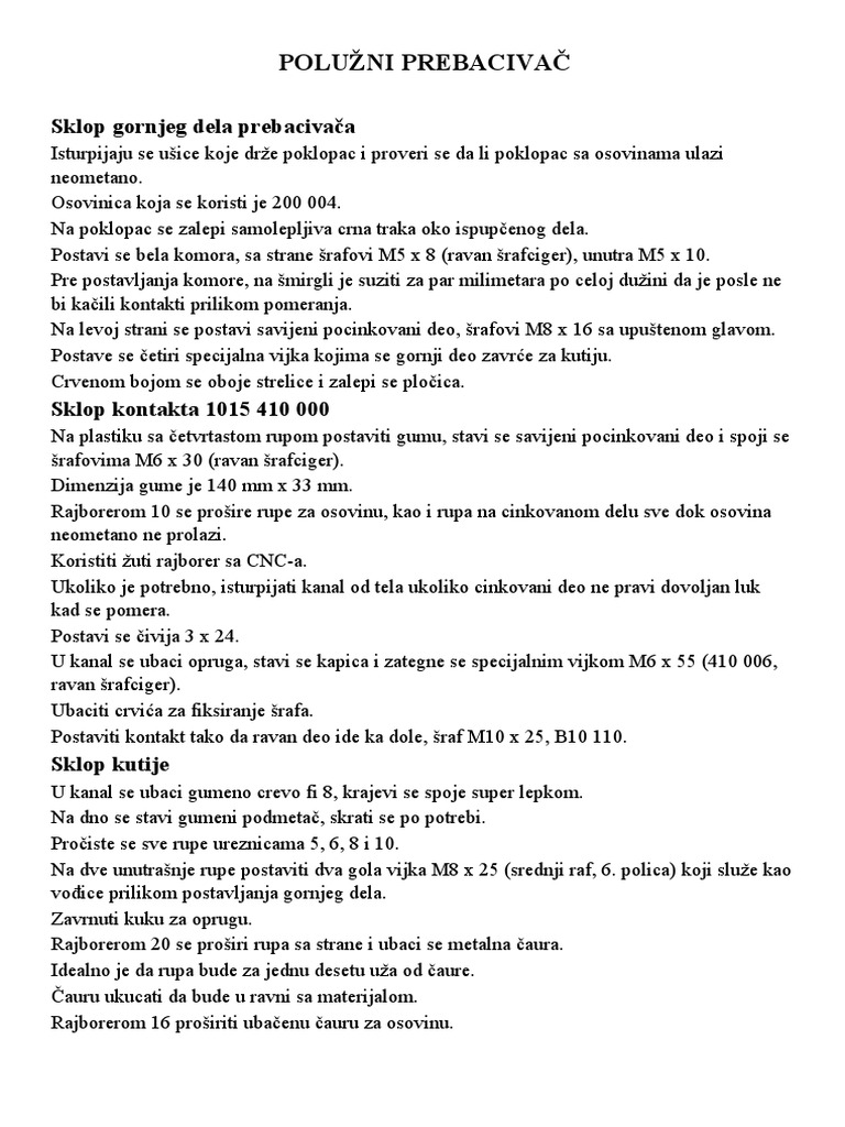 Polužni Prebacivač | PDF