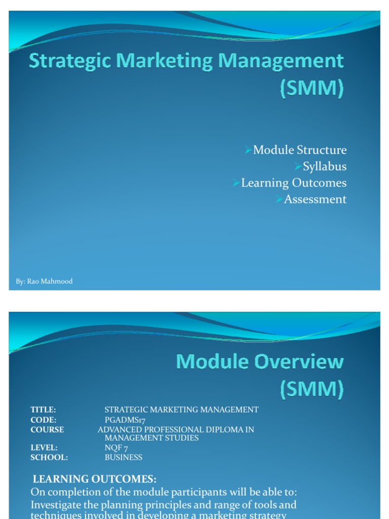 Strategic Marketing Management Syllabus | PDF | Marketing Strategy ...