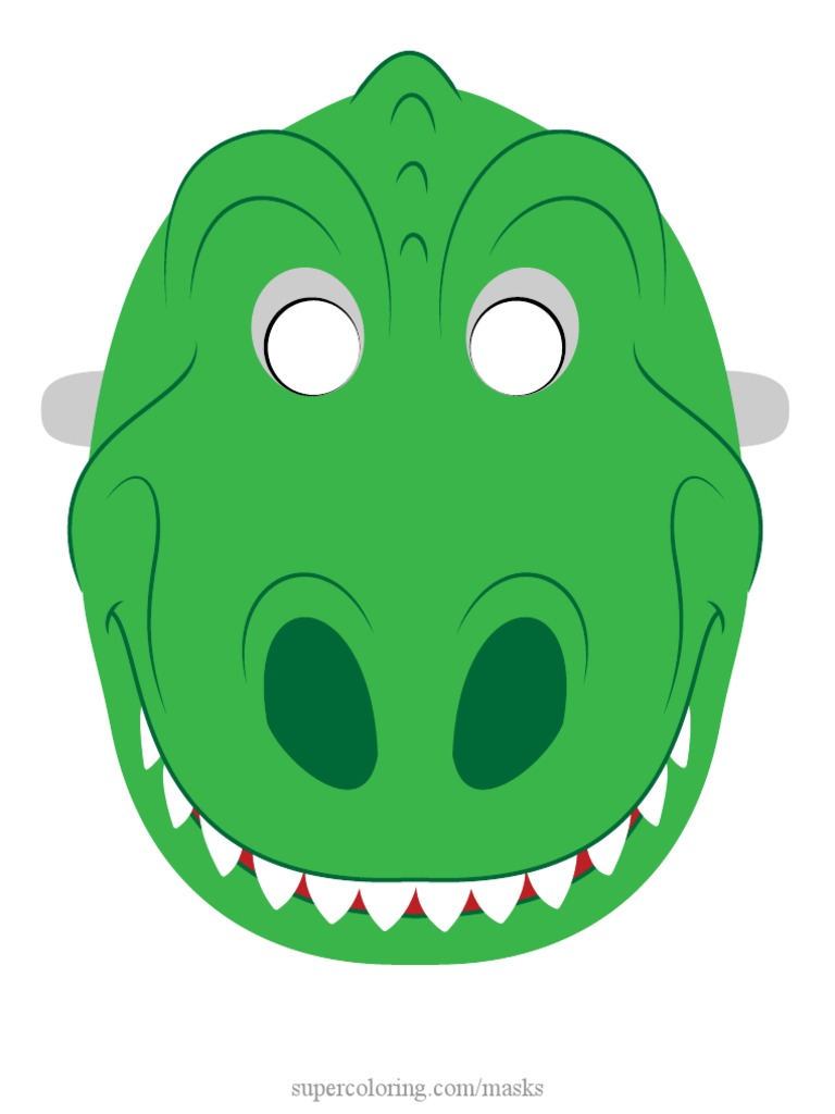 Dinosaur Mask Colored Template Paper Craft | PDF