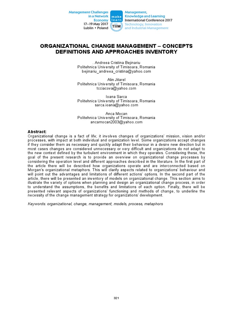 Organizational Change Management Concepts | PDF | Change Management ...