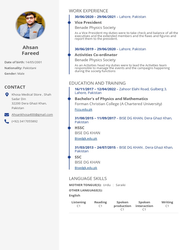 Ahsan Fareed: Work Experience | PDF