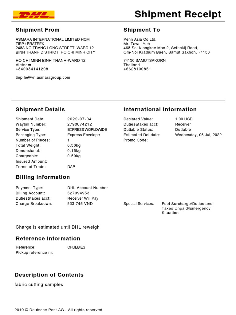 Shipment Receipt Shipment From Shipment To PDF