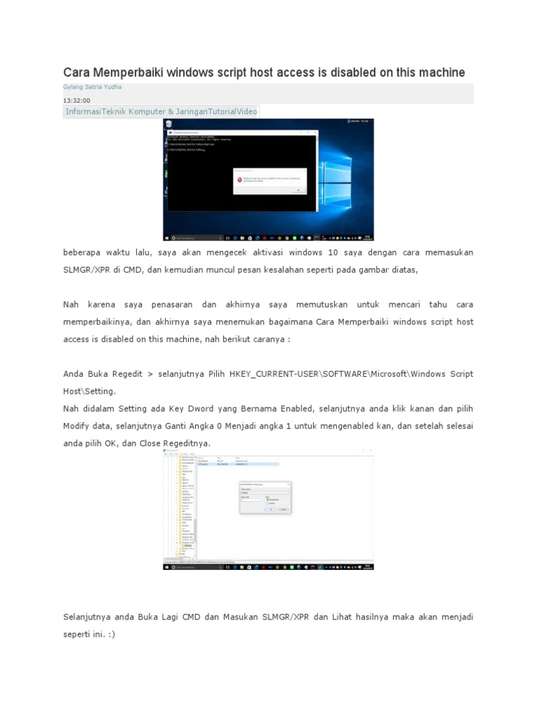 Cara Mengaktifkan Windows Script Host | PDF