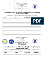 Attendance Sheet For School Reading Recovery Program Anchored in CRLA
