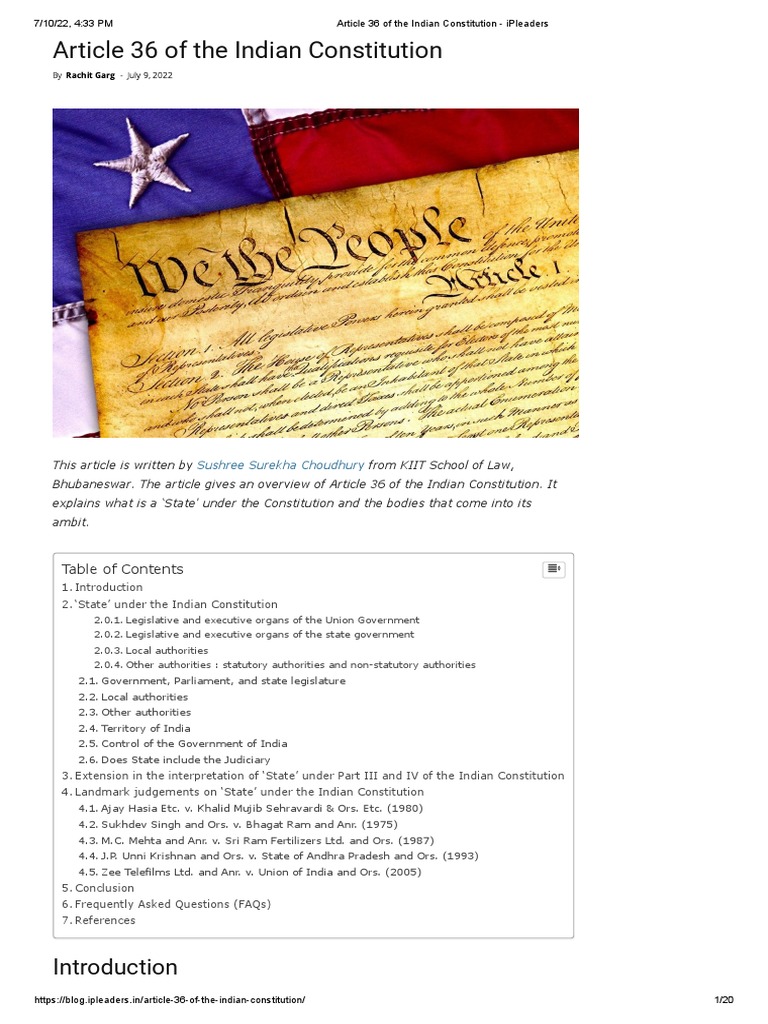 Overview of Article 36 in India | PDF | U.S. State | Government Of India