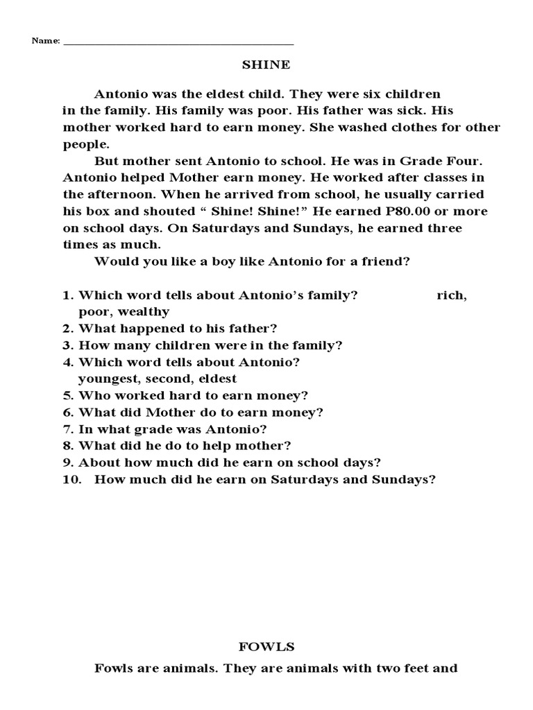 Grade 3 Reading Comprehension Worksheets | PDF | Octopus | Bees
