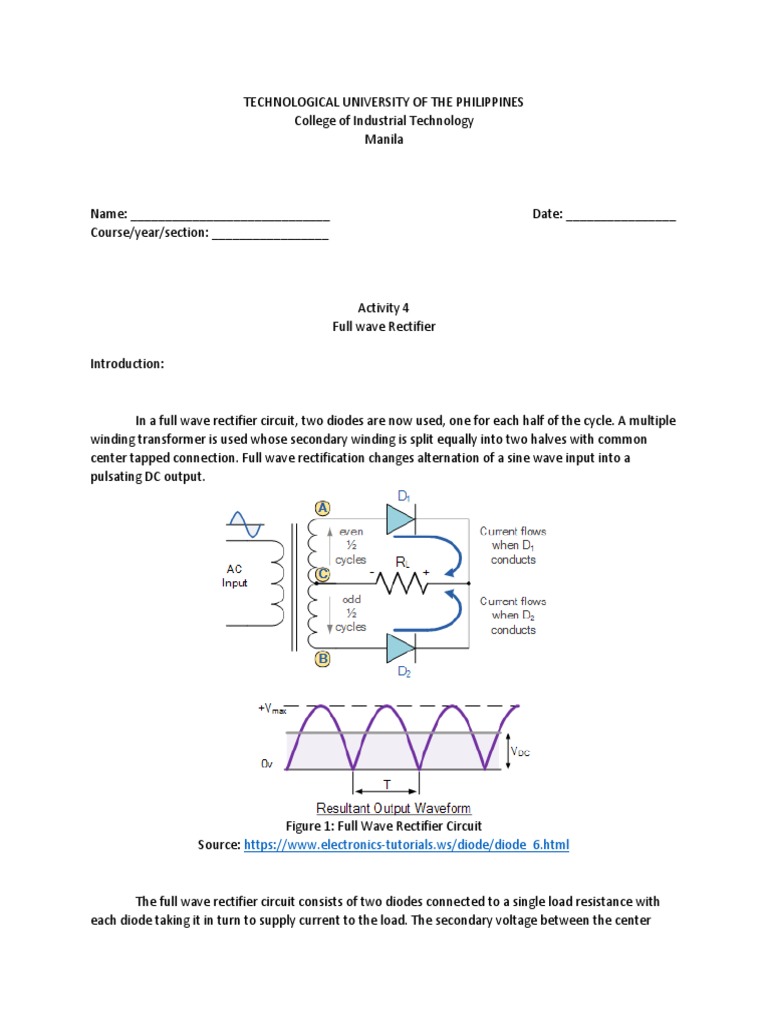 Understanding Full Wave Rectification A Comparison of Center Tapped