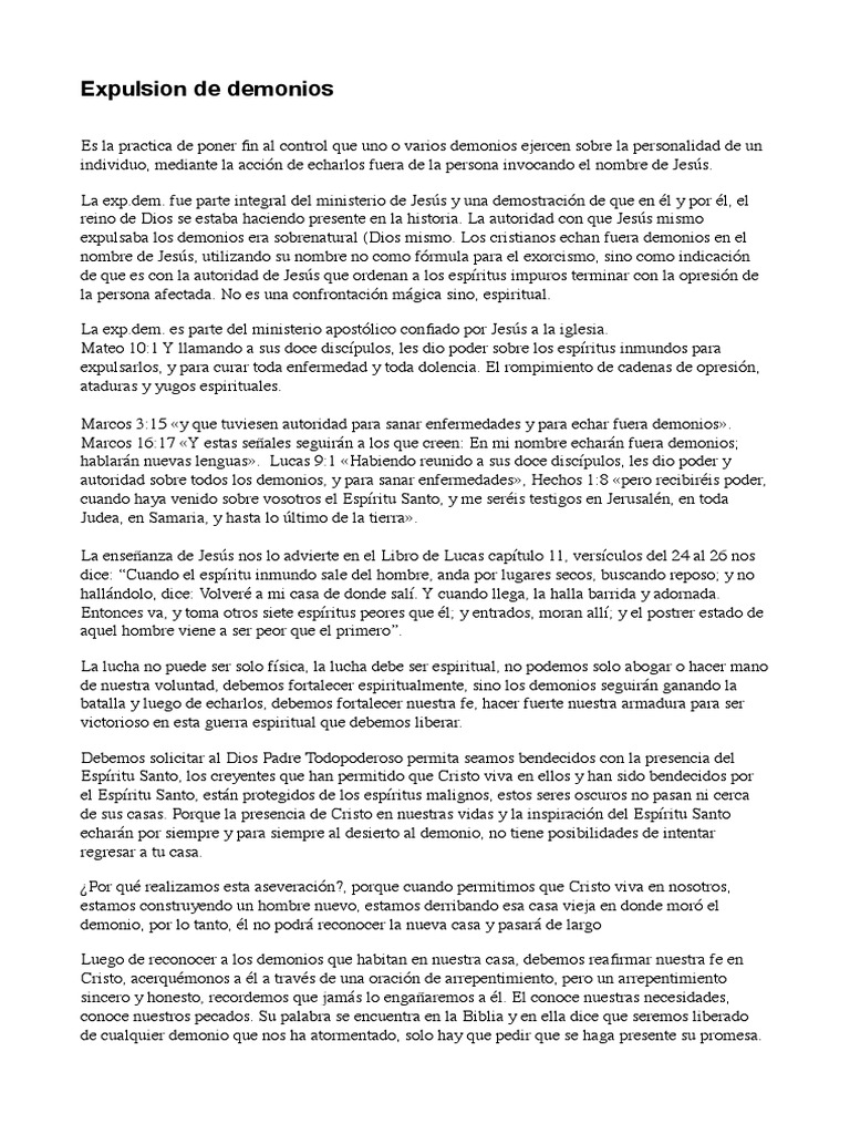 Expulsión de Demonios y Liberación Espiritual | PDF | Demonios | Satán