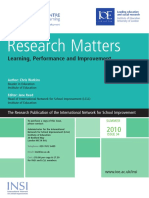 Research Matters: Learning, Performance and Improvement