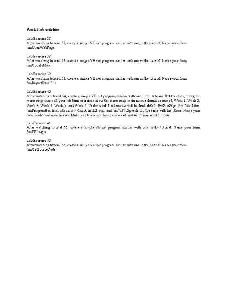 6th Lab Exercises | PDF | Computers
