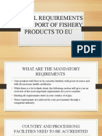 Special Requirements For Export of Fishery Products To Eu