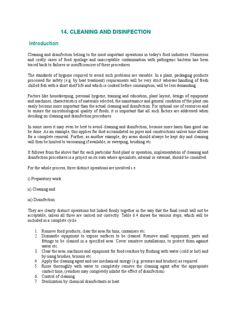 Food Industry Cleaning Procedures Guide | PDF | Disinfectant ...