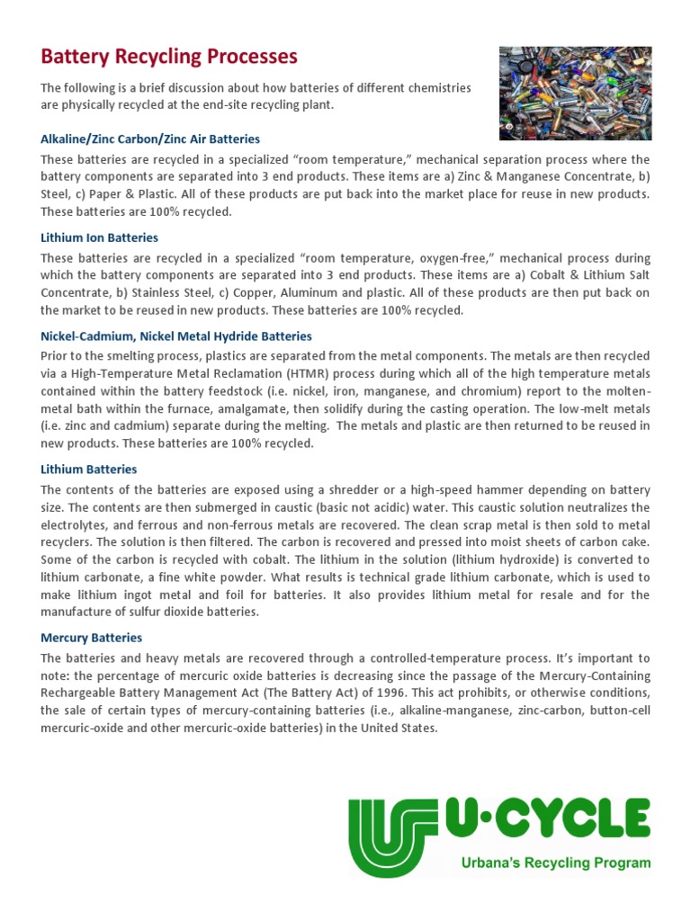 Battery Recycling Processes Alkaline/Zinc Carbon/Zinc Air Batteries