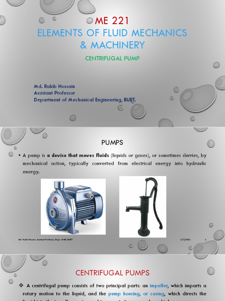 ME 221 - Centrifugal Pump | PDF | Pump | Continuum Mechanics