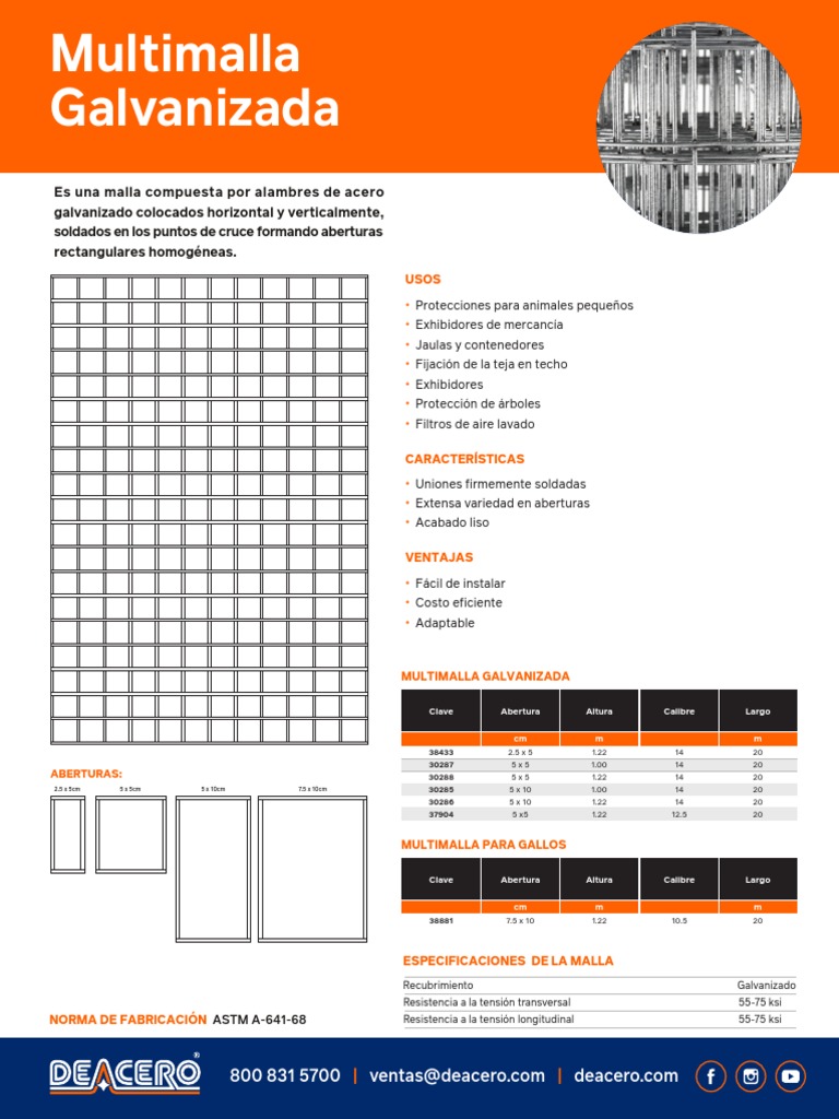 Multimalla Galvanizada Deacero Ficha Tecnica | PDF | Materiales de ...