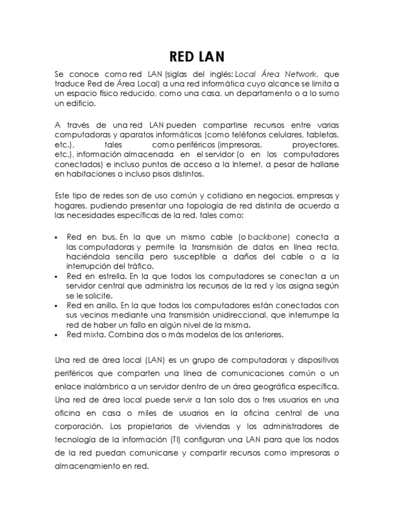 Guía sobre Redes LAN y WAN | PDF | Red de computadoras | Red de área amplia